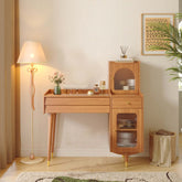 Wooden storage dressing table with adjustable side cabinet for versatile organization